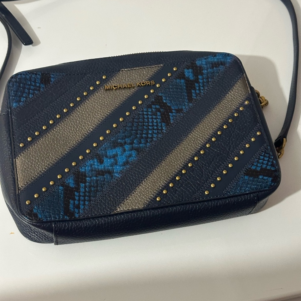 Michael Kors Blue and Black Crossbody Bag